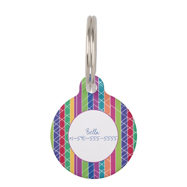 Placa Para Mascotas Rayas de colores (Anverso)