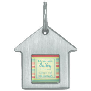 Placa Para Mascotas Rayas de verano de corte personalizado