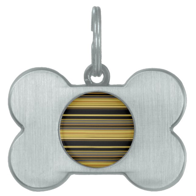 Placa Para Mascotas Rayas doradas negras lindas (Frente)
