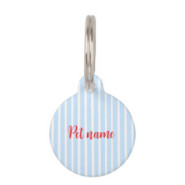 Placa Para Mascotas Rayas Finas Azul Claro