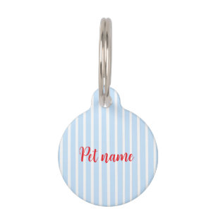 Placa Para Mascotas Rayas Finas Azul Claro