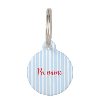 Placa Para Mascotas Rayas Finas Azul Claro