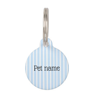 Placa Para Mascotas Rayas Finas Azul Claro