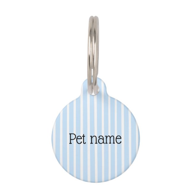 Placa Para Mascotas Rayas Finas Azul Claro (Anverso)
