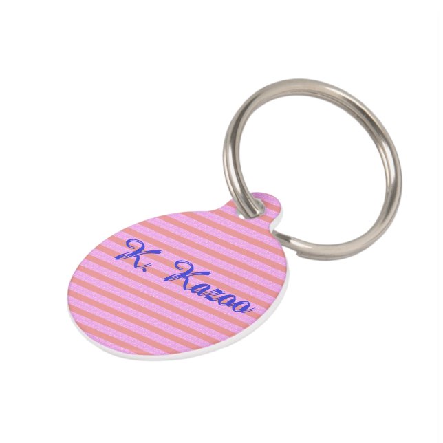 Placa Para Mascotas Rayas geométricas púrpuras claras (Lateral)