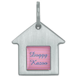 Placa Para Mascotas Rayas geométricas rosadas