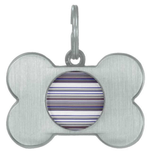 Placa Para Mascotas Rayas grises azules modernas lindas (Frente)