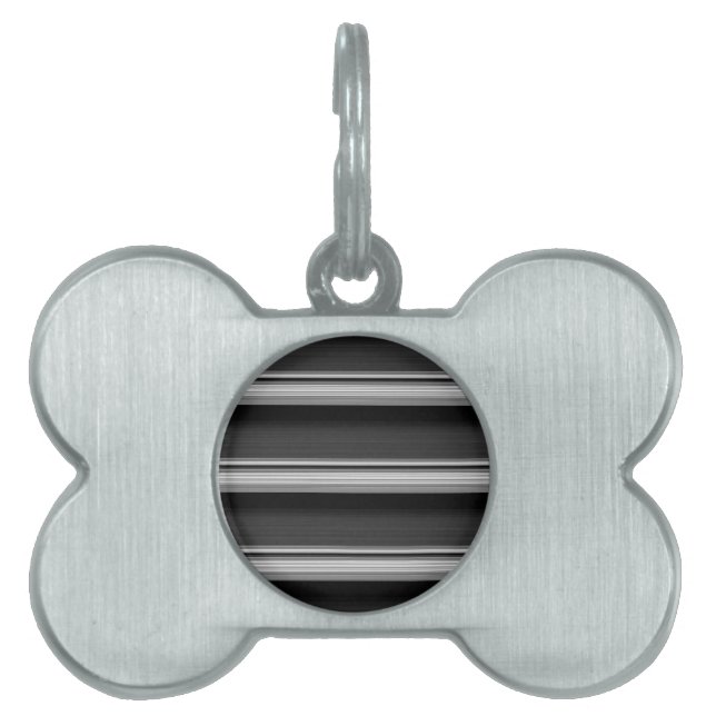Placa Para Mascotas Rayas grises negras lindas (Frente)