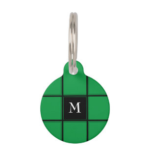 Placa Para Mascotas Rayas verdes y negras Simple Inicial Simple