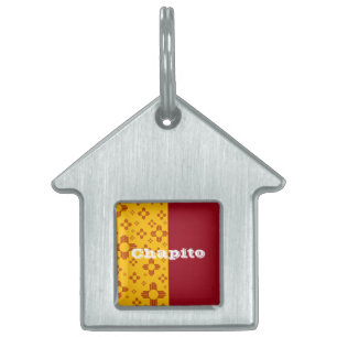 Placa Para Mascotas Rayas verticales Zia Sol Rojo Amarillo Nuevo Méxic