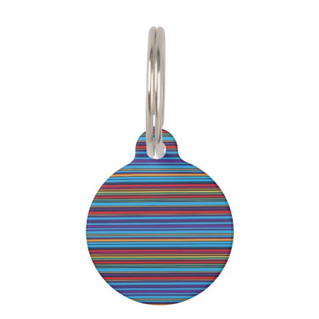 Placa Para Mascotas Rayas violetas azules lindas (Anverso)