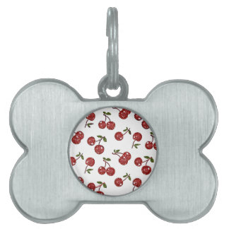 Placa Para Mascotas RB Rockabilly Muy Cerezas Cerezas En Blanco
