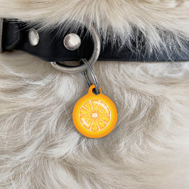 Placa Para Mascotas Rebanada De Frutas De Citrus naranja Con Informaci