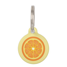 Placa Para Mascotas Rebanada de naranja con nombre y número