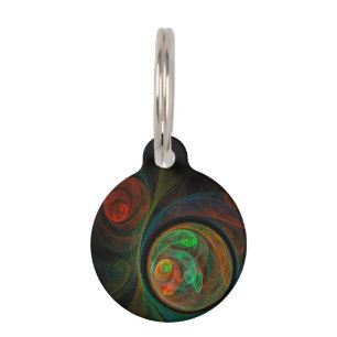 Placa Para Mascotas Reborn Green Abstract Art Round