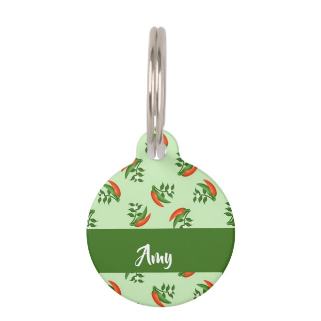 Placa Para Mascotas Red and green chili peppers pattern (Anverso)