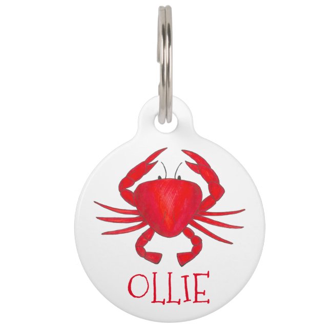 Placa Para Mascotas Red Baltimore Maryland Hardshell Crab Personalizad (Anverso)