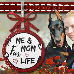 Placa Para Mascotas Red Dotated Me and Mom Fur Life