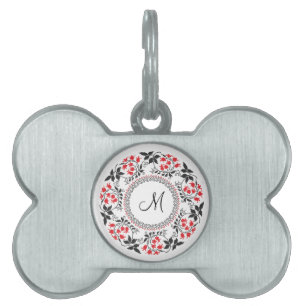 Placa Para Mascotas Red May liga anillo Monograma personalizado inicia