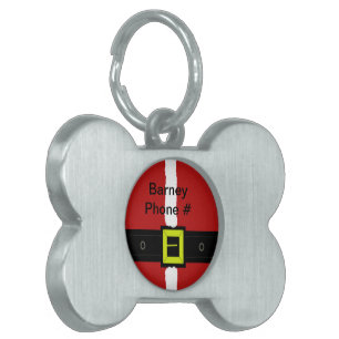 Placa Para Mascotas Red Santa Suit