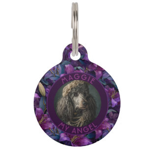 Placa Para Mascotas Regalo clásico para papá gato patrón de lirios