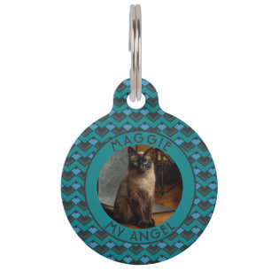 Placa Para Mascotas Regalo de amante de gato lindo Chevron Simetría