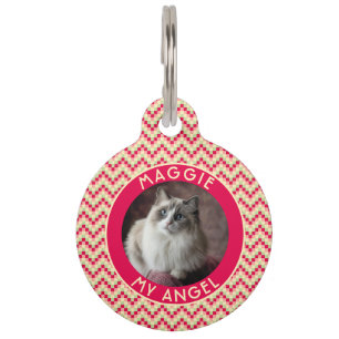Placa Para Mascotas Regalo de dueño de gato hermoso abstracto Chevron
