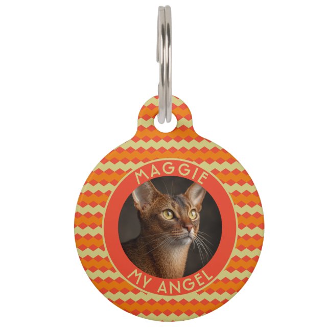 Placa Para Mascotas Regalo de gato de moda con patrón de Chevron (Anverso)