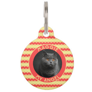 Placa Para Mascotas Regalo de gato personalizado de moda geometría Che
