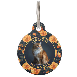 Placa Para Mascotas Regalo de gato personalizado rosa floral
