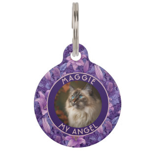 Placa Para Mascotas Regalo de gato único Lirios Floral