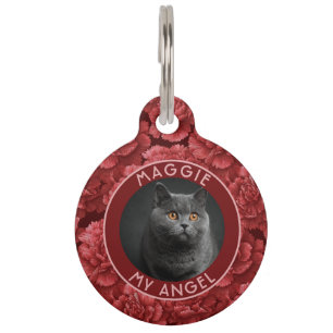 Placa Para Mascotas Regalo de hermoso gato papá claveles flor