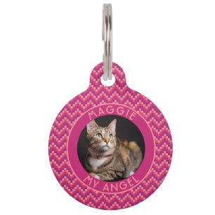 Placa Para Mascotas Regalo de mamá de pelaje hermoso con patrón Chevro
