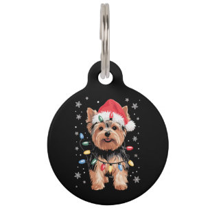 Placa Para Mascotas Regalo de Navidad de Yorkie Perro Largo