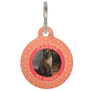 Placa Para Mascotas Regalo de Papá Gato Adorable Motivo Hexágono