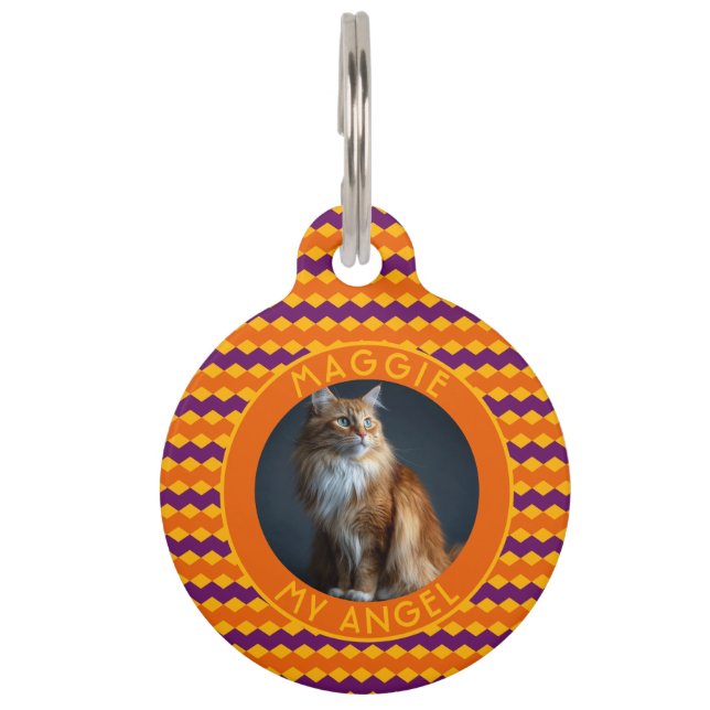 Placa Para Mascotas Regalo de perro trendy Chevron simetría  (Anverso)