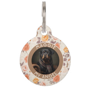 Placa Para Mascotas Regalo de rosa floral para papá de gato único