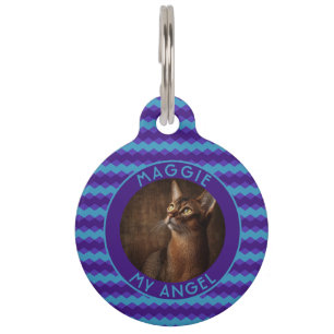 Placa Para Mascotas Regalo elegante para papá gato Chevron Checkers