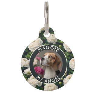 Placa Para Mascotas Regalo personalizado de gato Ranunculus floral