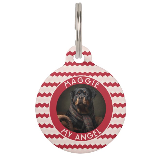 Placa Para Mascotas Regalo Temático de Mascota Elegante Geometría Chev (Anverso)