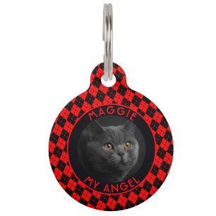 Placa Para Mascotas Regalo único de gingham para padres de cachorros