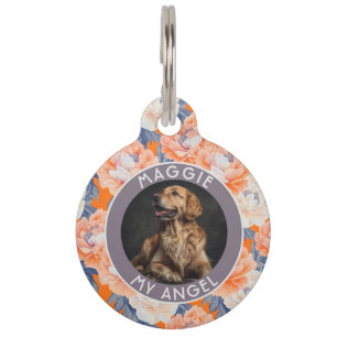Placa Para Mascotas Regalo único para papá de perro Peonías