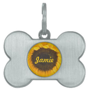 Placa Para Mascotas Regalos de perros de barril de girasol de campo