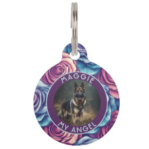 Placa Para Mascotas Regalos Personalizados Para Mascotas Rosa Floral
