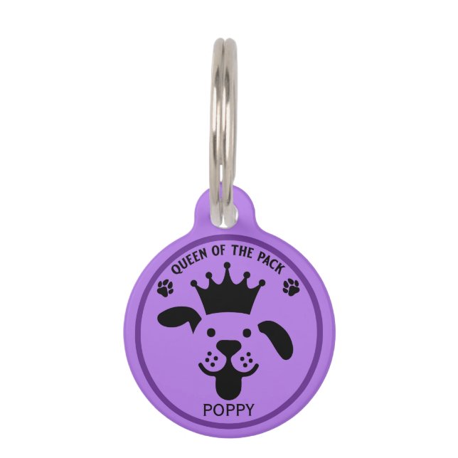 Placa Para Mascotas Reina Del Perro De Empaque (Anverso)