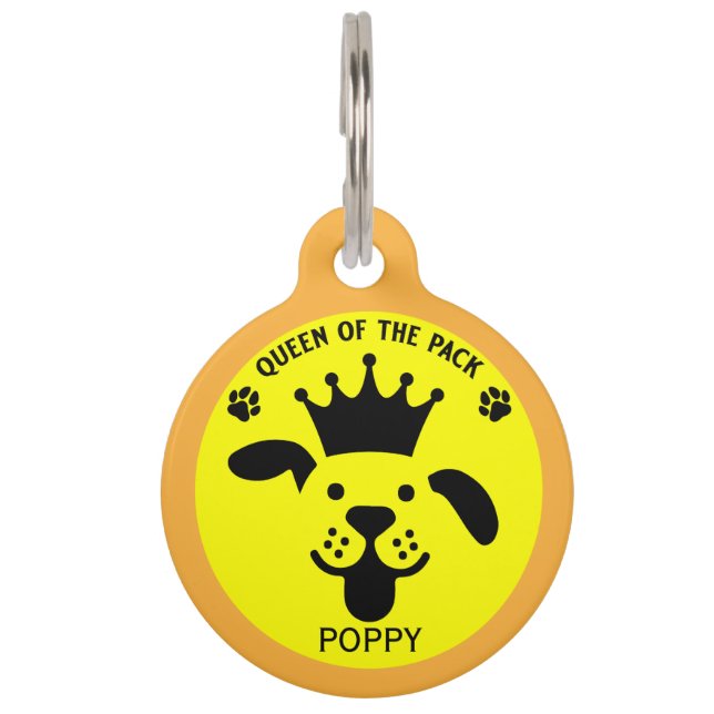 Placa Para Mascotas Reina Del Perro De Empaque (Anverso)