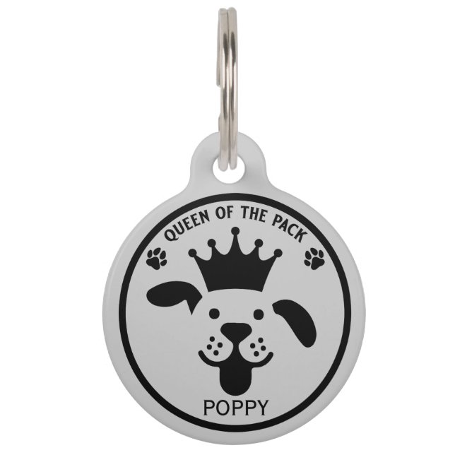 Placa Para Mascotas Reina Del Perro De Empaque (Anverso)