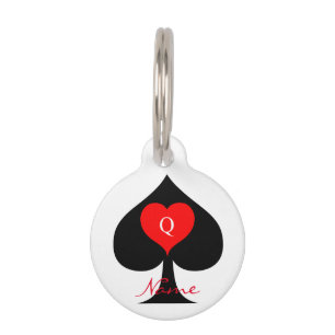 Placa Para Mascotas Reina negra de espadas de corazón rojo Thunder_Co