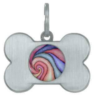 Placa Para Mascotas Remolino de acuarela