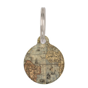 Placa Para Mascotas Renacimiento del Mapa Antiquev de Forlani de 1565